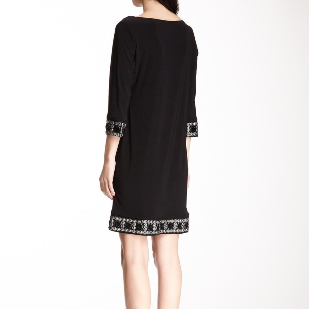 Tiana B. 3/4 Sleeves Solid Dress w/Beaded Trim - Picture 2 of 8